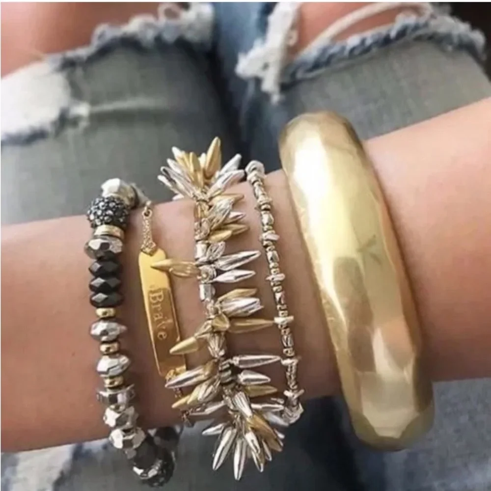 Stella & Dot | Mixed Metal Gold + Silver Spike Renegade Bracelet - Picture 4 of 13